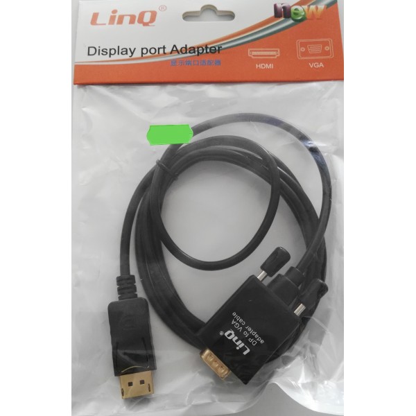 Cable adaptador LinQ DISPLEY PORT a VGA 1.8m DP-VGA1.8m
