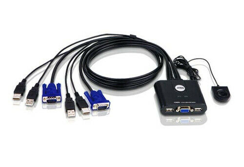  Conmutador KVM de cable VGA USB de 2 puertos con selector de puerto remoto cs22u Petite