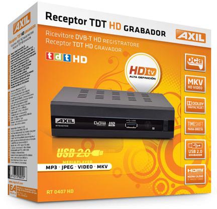 RECEPTOR TDT HD GRABADOR AXIL RT0407 HD