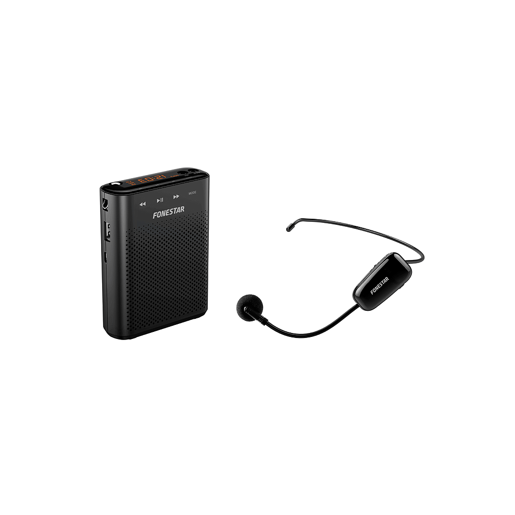 Fonestar ALTA-VOZ-W30 Amplificador Batería Portátil con micrófono inalambrico USB/SD/MP3. Megáfono para Profesores