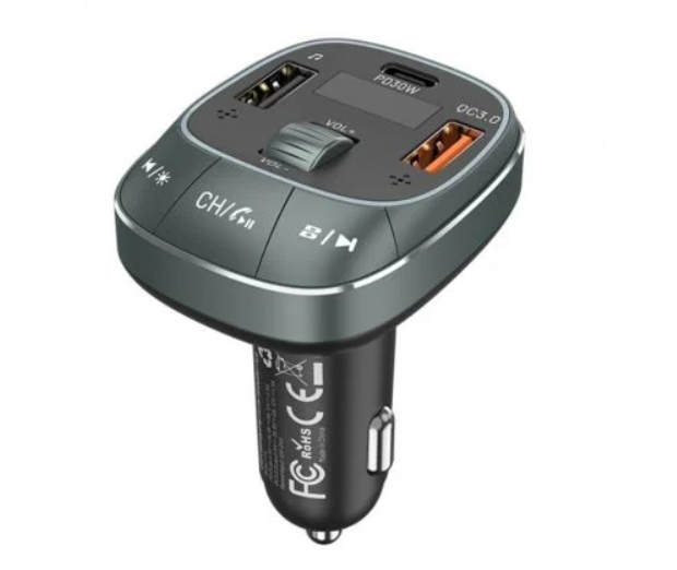 Transmisor FM/ MP3/ Bluetooth Vention FFLB0/ 1xUSB-Tipo C/ 2xUSB/ 30W