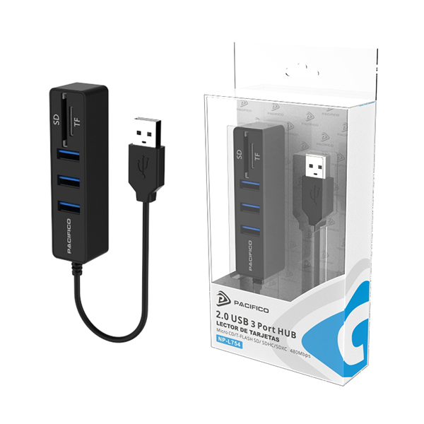 2.0 USB HUB + Lector de tarjetas Pacífico NP-L754